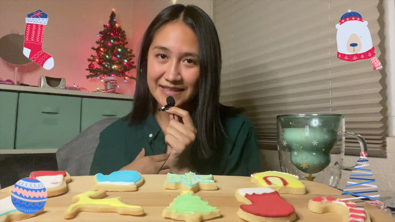 ASMR COMIENDO GALLETAS Y LECHE 🎄 PLATICÁNDOLES / MUKBANG EATING SUGAR COOKIES ~ASMRILYN