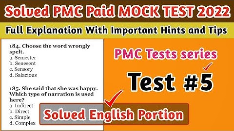 Solved PMC MOCK Test 5 | English Portion | Solved PMC Paid MOCK Practice Tests 2022 | PMC MDCAT 2022