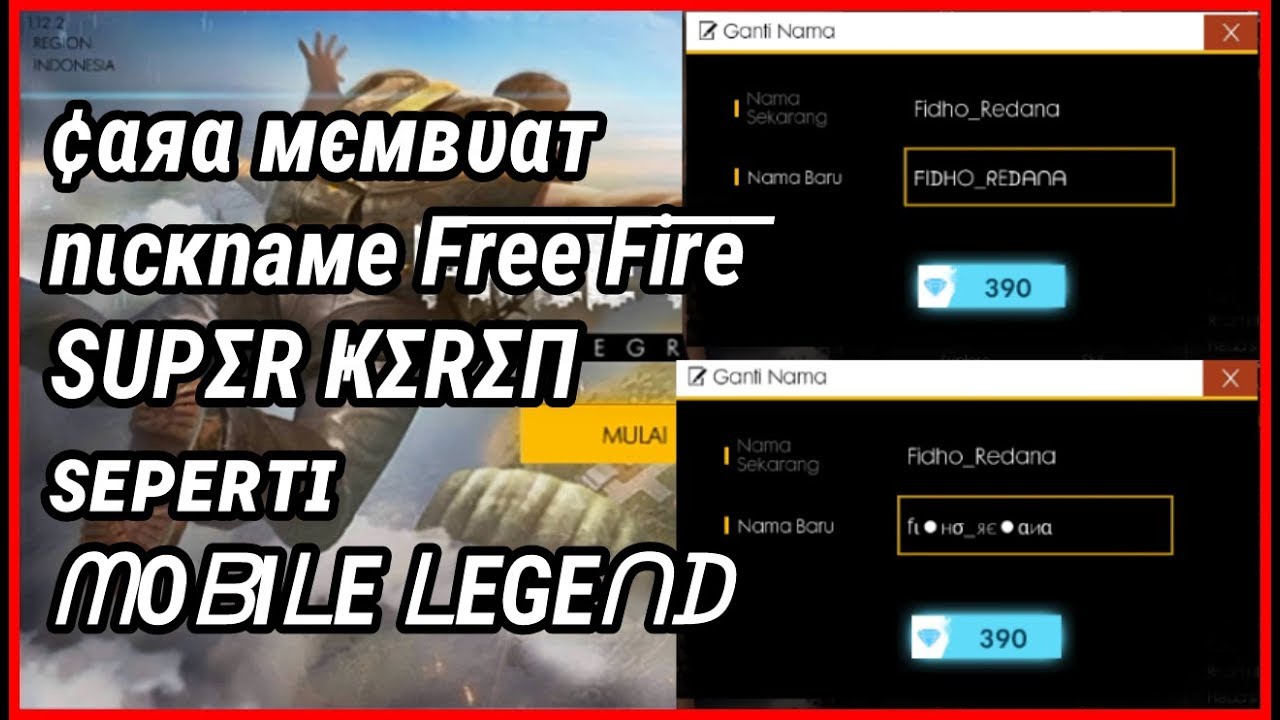 Cara Membuat Nickname Keren Di FREE FIRE Tutorial YouTube