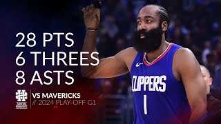 James Harden 28 pts 6 threes 8 asts vs Mavericks 2024 PO G1