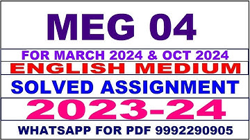 meg 04 solved assignment 2023-24 | meg 4 solved assignment in english 2024 | meg 4 2024