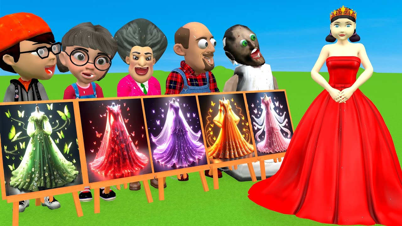 Scary Teacher 3D vs Squid Game Choose Beautiful Princess Dress vs Dressing Room 5 Times Challenger