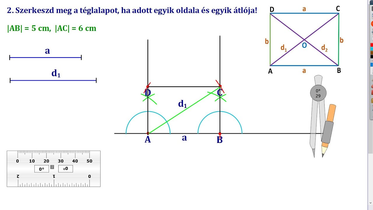 2) TÉGLALAP SZERKESZTÉSE – OLDAL ÉS ÁTLÓ ALAPJÁN (1. TÍPUS)
