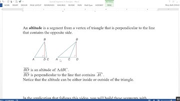 Special Segments in Triangles