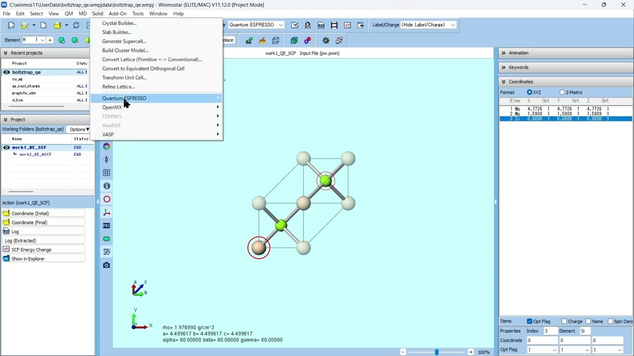 Winmostar V11 Quantum ESPRESSO  BoltzTrap (No Audio)