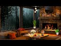 Cozy Rainy Autumn Evening – Warm Fireplace, Sleeping Cozy & Gentle Rain