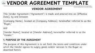 How To Write A Legal Vendor Contract Agreement Template Step by Step Guide | Writing Practices
