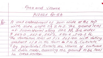 Calculate volume by prismoidal rule | PU 2021 Qn5b | Surveying 1st | Prashant YT |