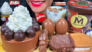 ASMR CHOCOLATE CAKE, MAGNUM ICE CREAM TUB, KINDER SURPRISE EGGS, KITKAT BUNNY MASSIVE Eating Sounds