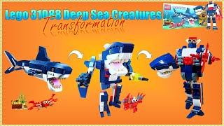 Shark transform to robot. MOC. Lego 31088 Deep Sea Creatures. Shark robot.