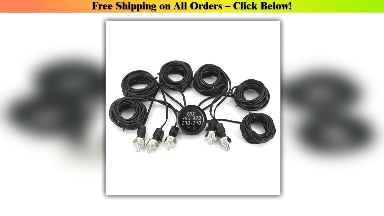 Universal 5 in 1 Digital Display Air Pressure Gauge for Air Suspension With 5 Pcs 1/8 NPT Sensors