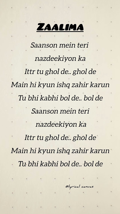 Zaalima#song#lyrics#hindisong#shorts