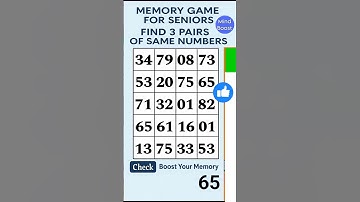 Memory Challenge: Find and Match the Numbers for Seniors #braintraining