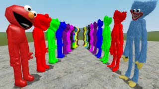ELMO ALL COLORS VS HUGGY WUGGY ALL COLORS!! Garry's Mod