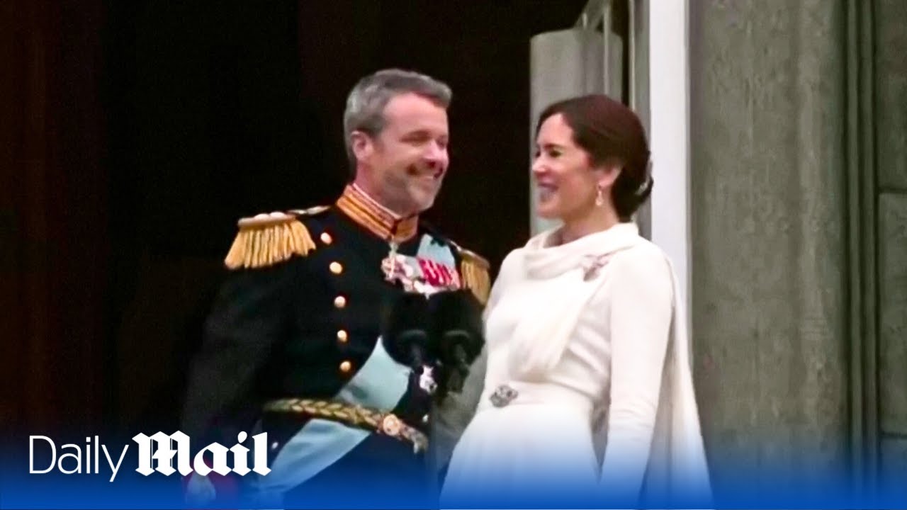 Sealed with a kiss! Denmark's new King Frederik is joined by Queen Mary ...