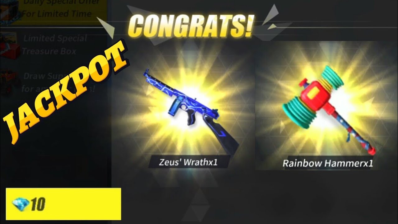 Rules Of Survival Jackpot Thompson Zeus' Wrath and Rainbow Hammer 10 Diamonds | Ros Jackpot