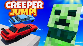 We Jumped Cars into a Minecraft Creeper in BeamNG Drive Mods!