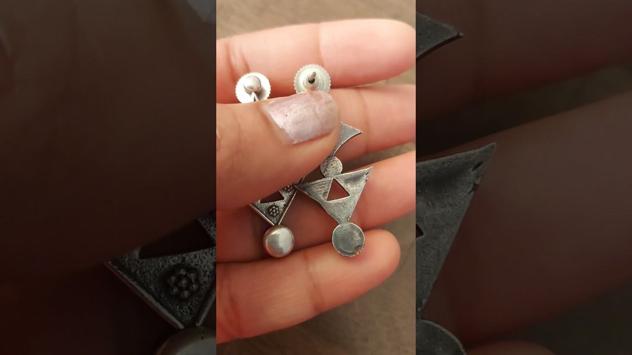 Triangle fancy German silver stud