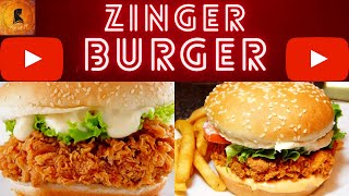 How to make kfc chicken at home/Zinger burger/kentucky style/commercial recipe/