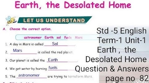 5th std English Term 1 Unit 1 Earth The Desolated Home( Q/A) Book Back Exercises  Let us Understand