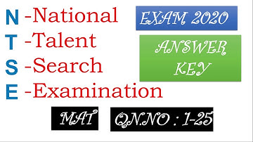 NTSE -2020 | MAT Question 1 TO 25  and Answer key with explanation TAMILNADU State NTSE  2020-2021