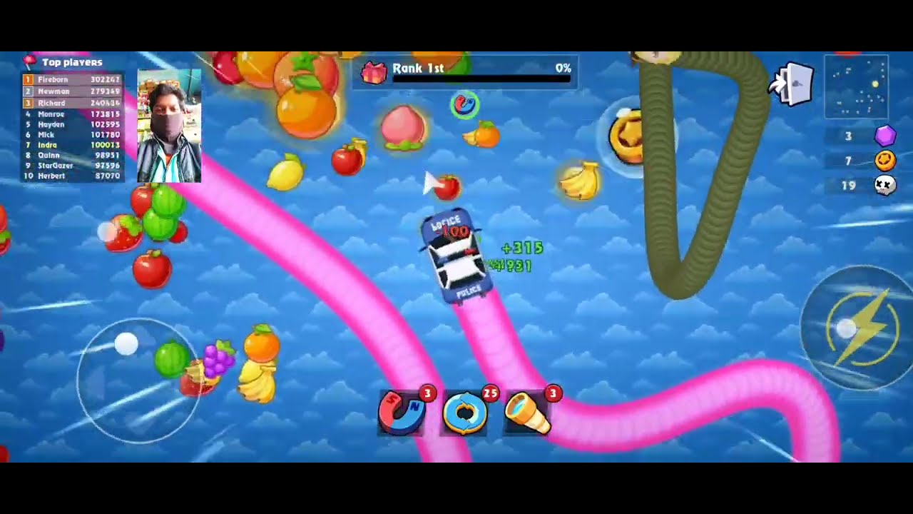 Police Car Worm Merge 🐍 Game Biggest 🎮 👑 