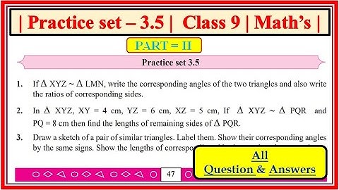 Practice set 3.5 class 9 maths part 2 | Chapter 3 Triangles | Maharashtra state board #class9th