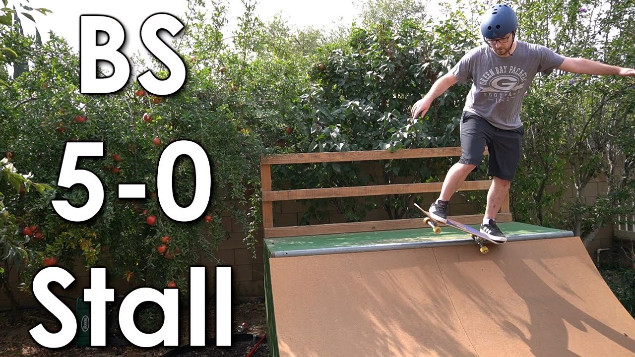 How to BS 5-0 Stall (BS Pivot) - Intermediate Mini Ramp Skate Tutorial