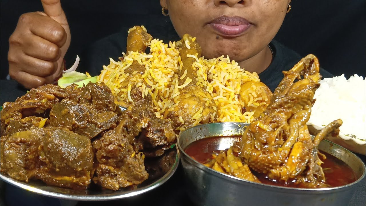 Eating Show// Eating Chicken Briyani and Spicy Chicken curry 🔥 & Spicy Chicken Fry 🔥🥵 // BIG BITES