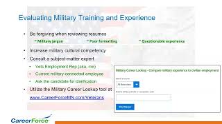 CareerForce and More for Employers: Veterans Employment Services