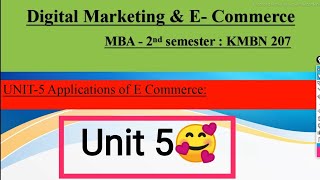 Digital Marketing Unit 5 || Digital marketing and E commerce MBA 2nd semester KMBN 207 Unit 5th