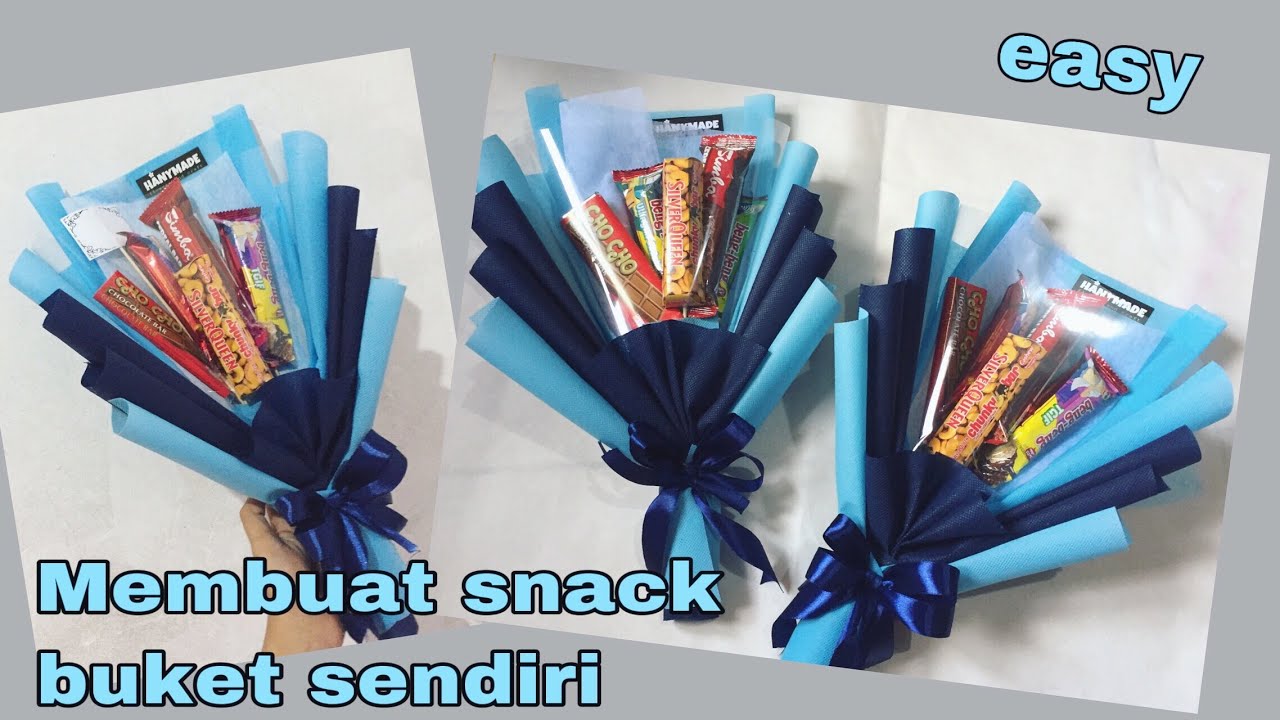 Cara Buat Buket Snack Sendiri Diy Snack Bouquet Easy Youtube