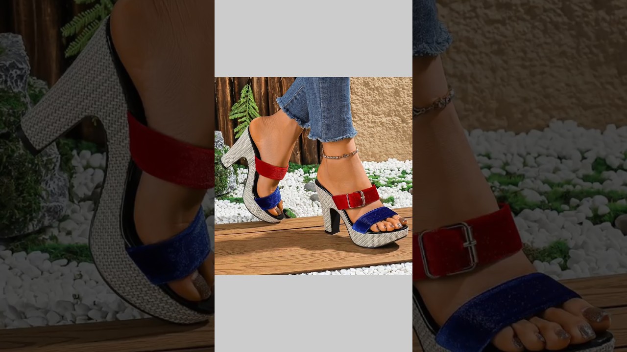 Multi colours high heels sandals designs 