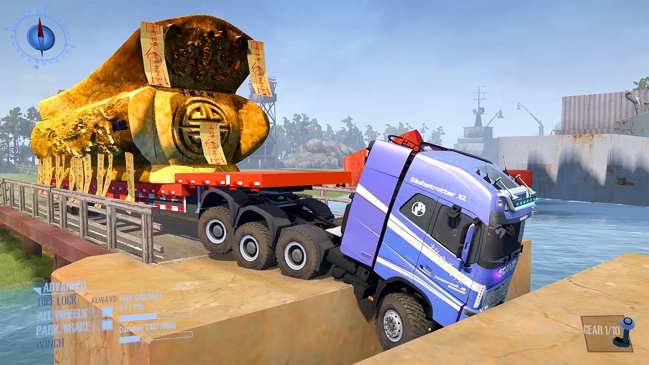 SpinTires: MudRunner GamePlay | Truck vs Extreme Broken Road with Speed Bumps | #MudRunner