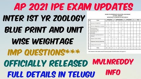 AP Inter 2021 1st yr Zoology Blue print & Unit wise Weightage from Deleted Topics//Official Released