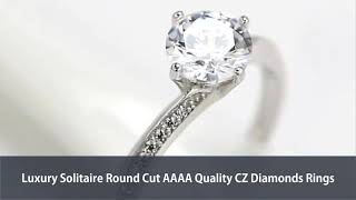 Luxury Solitaire Round Cut AAAA Quality CZ Diamonds Rings