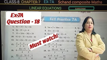 Ex- 7B Q.18 Linear Equation class 8 SChand composite maths By komal Gupta 