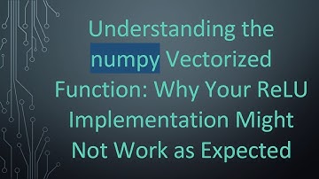 Understanding the numpy Vectorized Function: Why Your ReLU Implementation Might Not Work as Expected