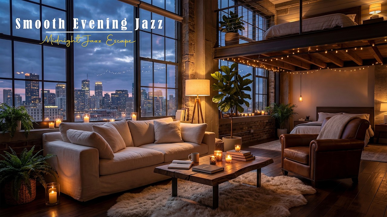 Smooth Evening Jazz in a Luxury Loft ✨ City Skyline Ambience for Work, Chill and Relaxation