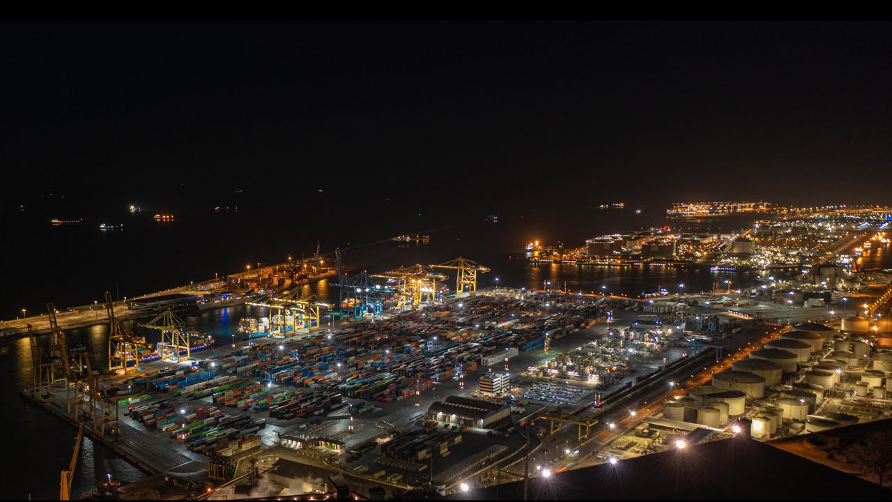 4K Барселона Каталония Ночной Порт Аэрофотосъемка Испания Видео Музыка ChillHop Vol.6