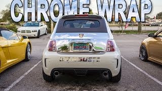 Fiat 500 Abarth partial chrome wrap by Florida Car Wrap