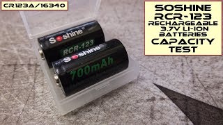 Soshine RCR123A/16340 3.7V Li-ion  batteries: Capacity Test