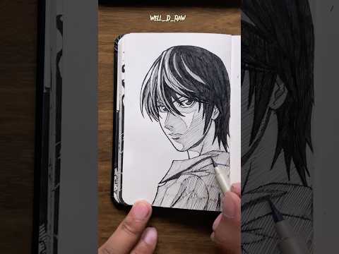 [ASMR] Drawing Kira ☠️ - Death Note #satisfying #shorts #asmr