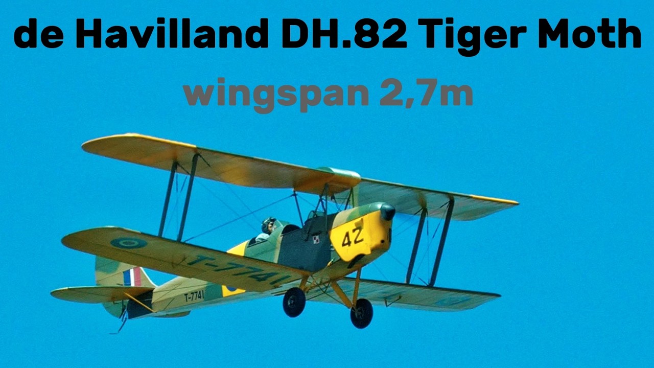 de Havilland DH.82 Tiger Moth | 2,7m scale RC biplane | 4K