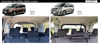 Toyota Noah, Voxy (R80G-R90W) rear wiper compare, look back from driver's seat