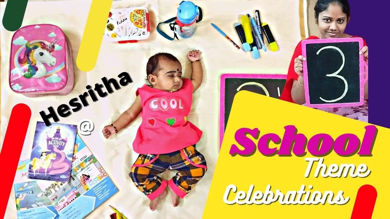 Hesritha 3rd month Photoshoot | School theme photoshoot | Homemade photoshoot ideas