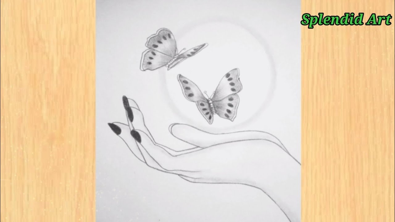 How to draw Butterfly in Hand with pencil sketch | Easy to draw ...
