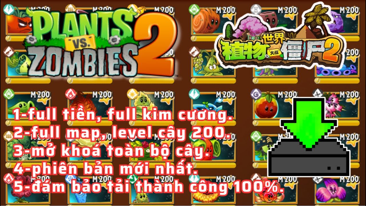 Hướng Dẫn Tải Game Plant vs zombie 2 Full Tiền Full Kim Cương Full Cây Thành Công 100% Mới Nhất.2001