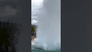 Geyser in Iceland Blows #shorts @PortMonkeys @JaguarVideo #geyser #geysir #exciting  #norway #travel