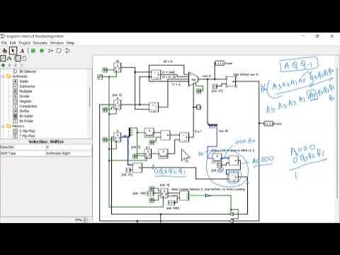 Logisim: Booths Multiplication Implementation - YouTube